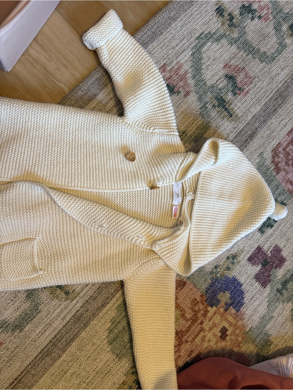 Zara Cream Knit Hooded Baby Sweater